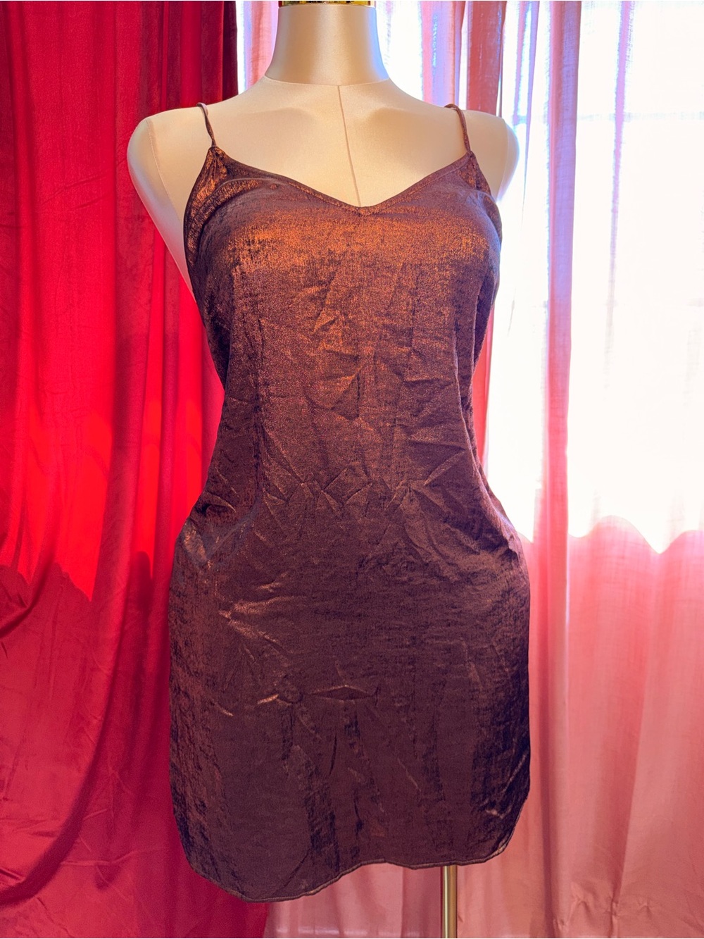 Target Satin Slip Dress in bronze metallic
